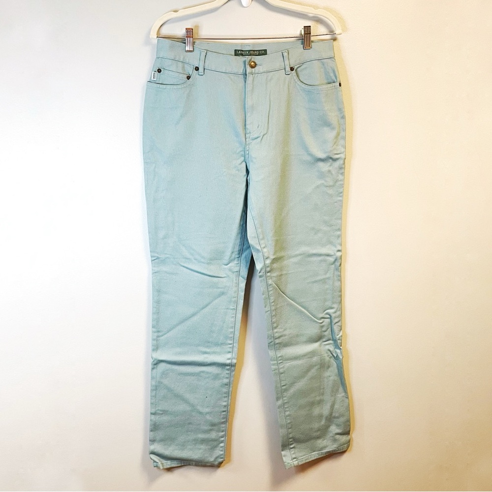 Lauren Jeans Co Vintage Blue Colored Straight Leg High Waist Denim Sz 8 EUC